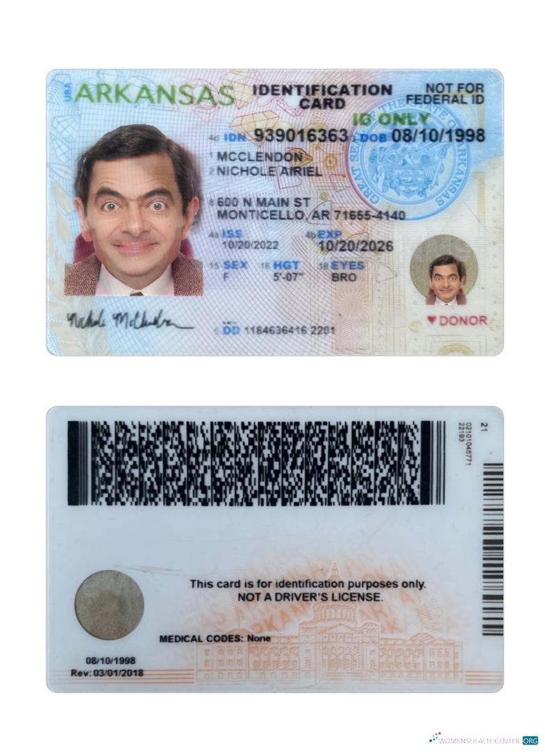 Download USA Arkansas ID card Photoshop template